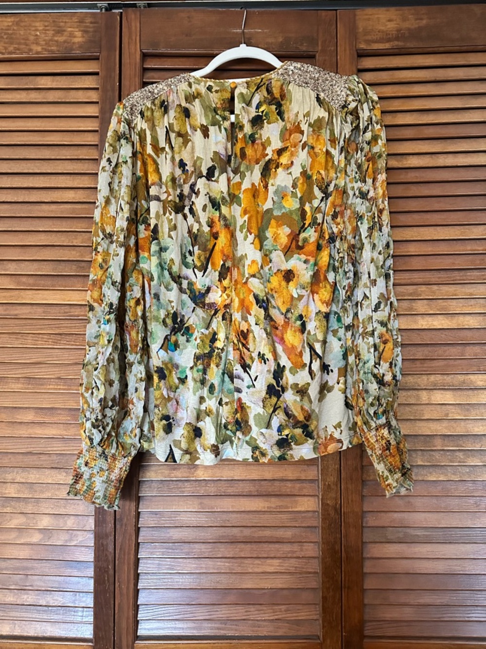 Blank London for Anthropologie gold sequin embellished blouse size medium - Picture 14 of 16